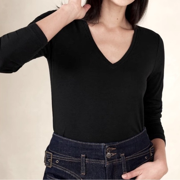 Banana Republic Factory Timeless Tee Long Sleeve Women’s Size Large Black EUC! - Picture 7 of 7